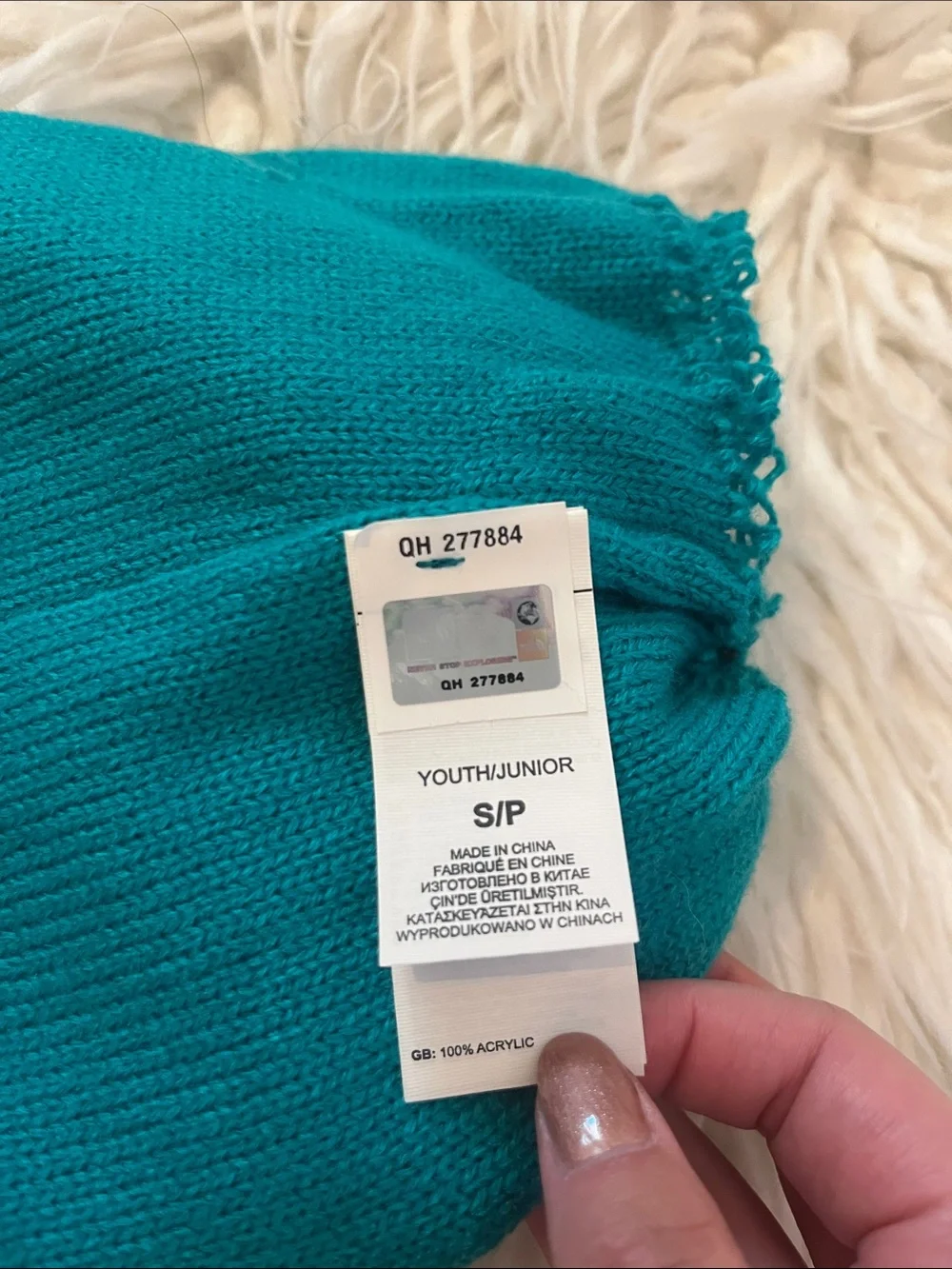 The North Face Mint & Teal Green Open-Stitch Kids Beanie Size Small